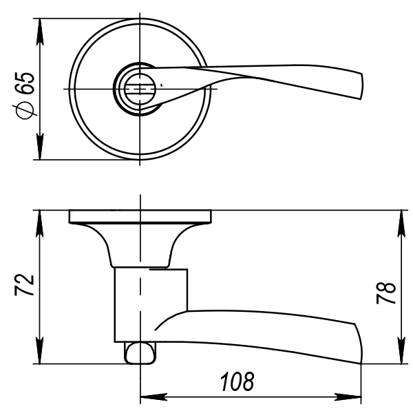 Ручка Ajax (Аякс) защелка DK682 CP-BK (6082 CP-B) (фик.) хром