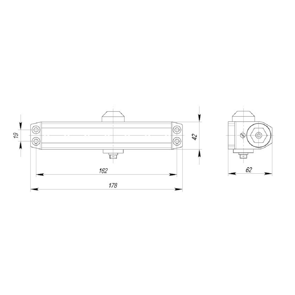Доводчик Ajax (Аякс) дверной DCTR50-100 (TDR-100) 50-100кг AL алюминий