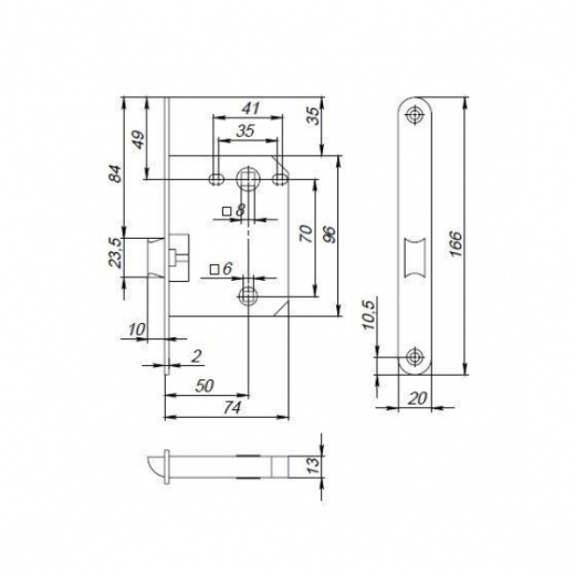 Защелка Punto (Пунто) PLASTPL72-R20 (PL72-R20) (врезная) SN мат. никель тех.упаковка без ответной планки